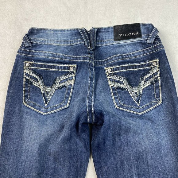 Vigoss The Chelsea Destructed Skinny Jeans Size 27 x 28 Dark - Picture 6 of 6